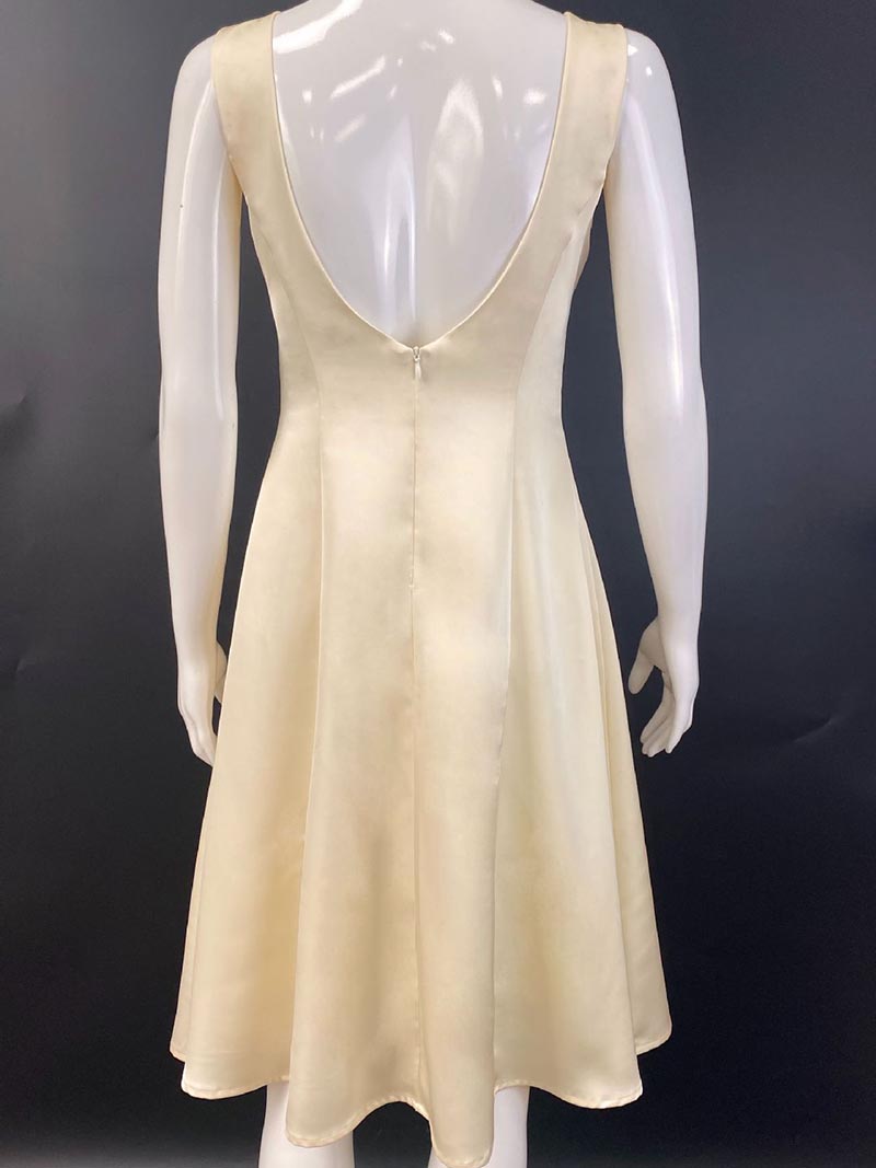 Button-Front Open-Back  Sleeveless Midi Dress
