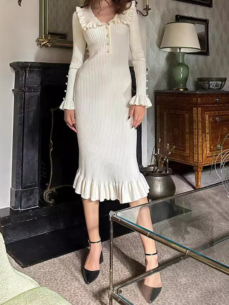 Ruffled Smocked Midi Dress