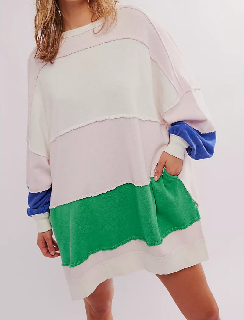 Oversized Striped Colorblock Top