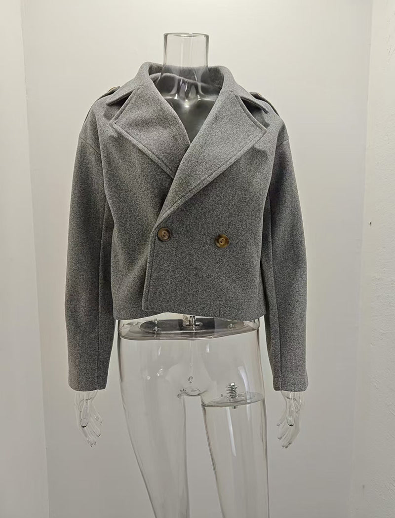 Boxy Wool-Blend Cropped Coat