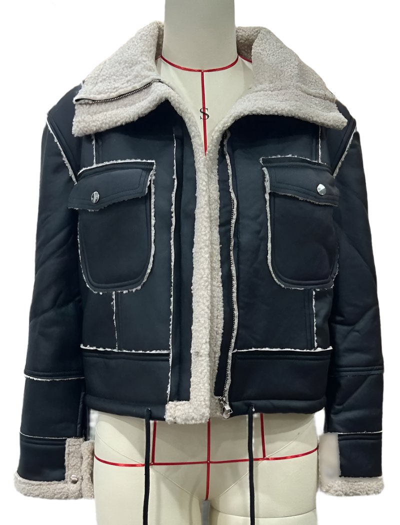 Cropped Faux Leather Jacket