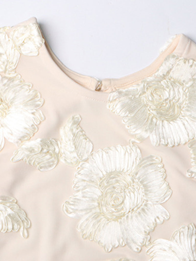 Floral Embellishment Smocked Mini Dress