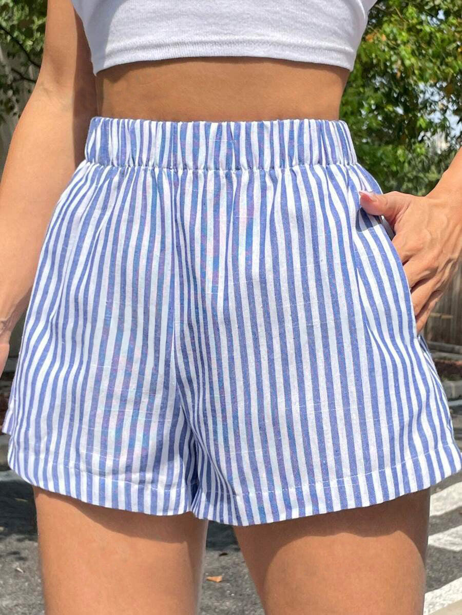 Striped High-Waisted Shorts