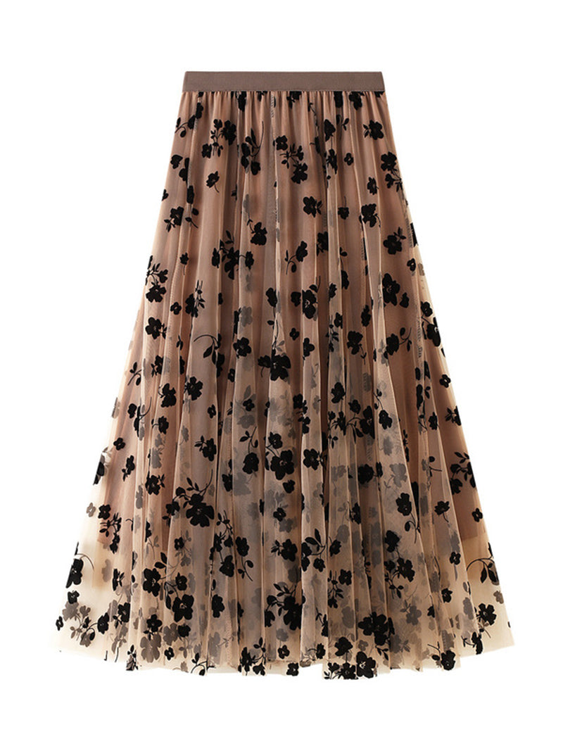 Floral Print Pleated Skirt