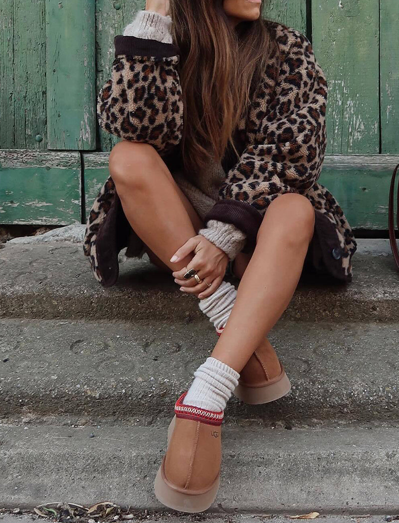 Button-Up Oversized Leopard Print Jacket