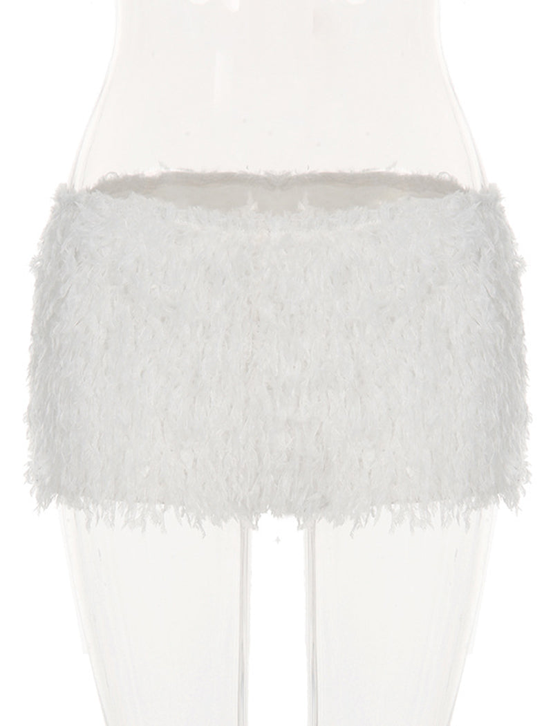 Solid Color Faux Fur Shorts