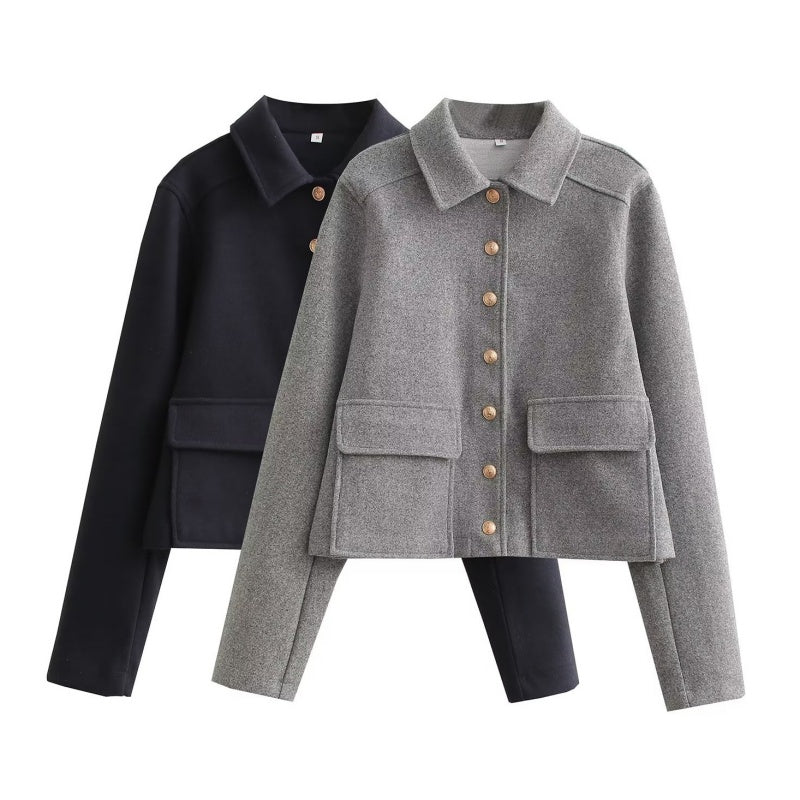 Collared Coat with Large Pockets
