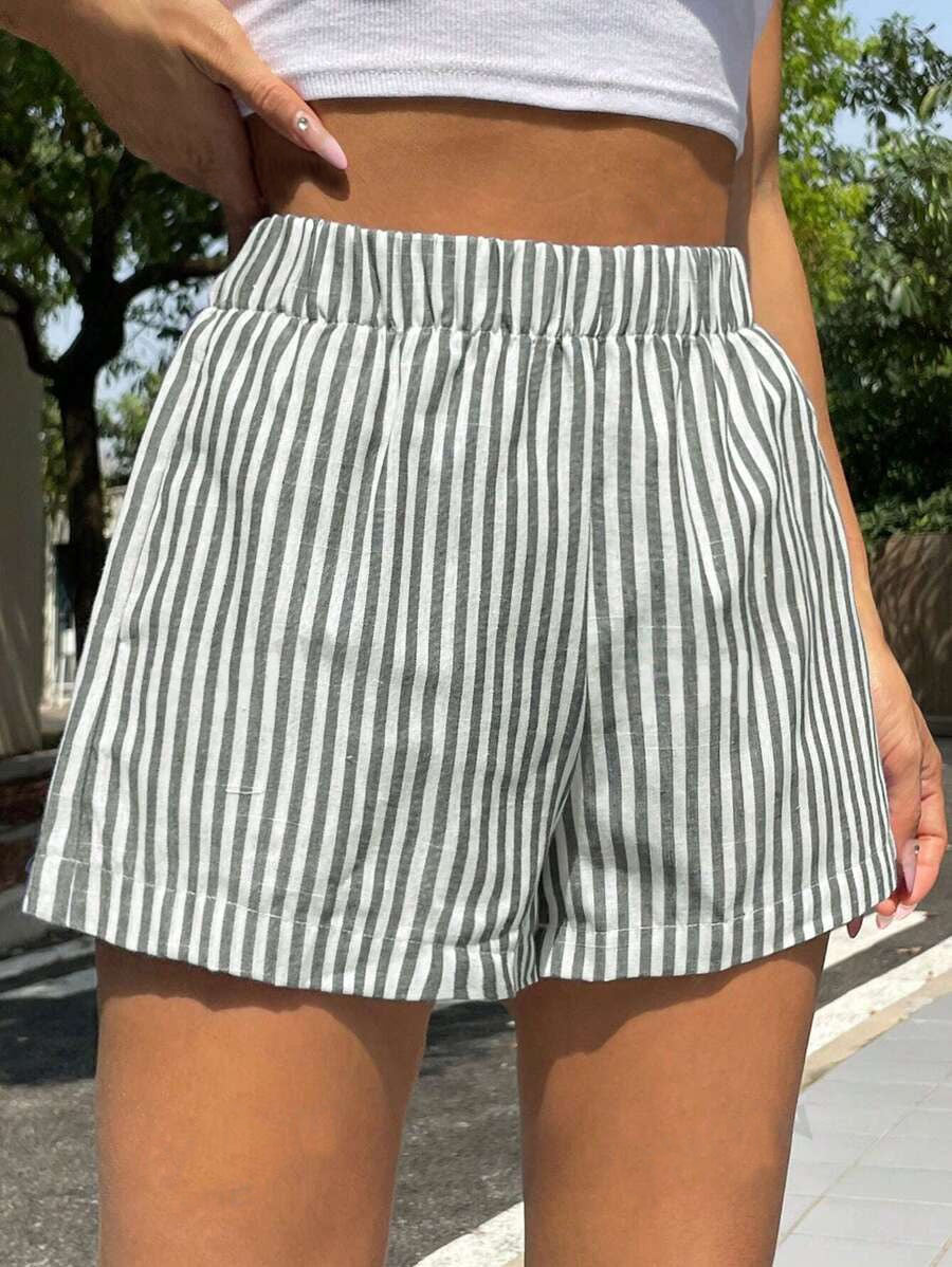 Striped High-Waisted Shorts