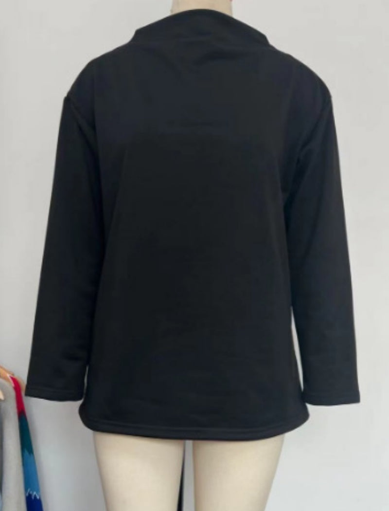 Relaxed Fit Mock Neck Top