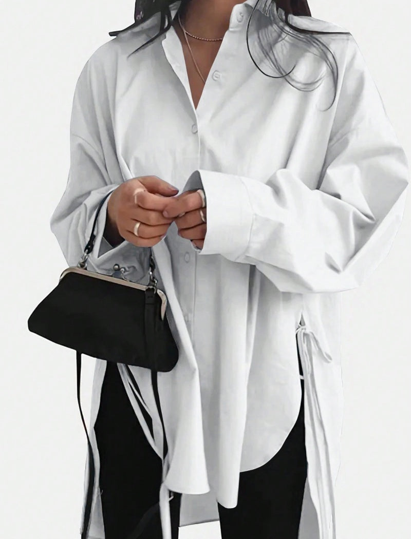 Loose Front Tie Shirt