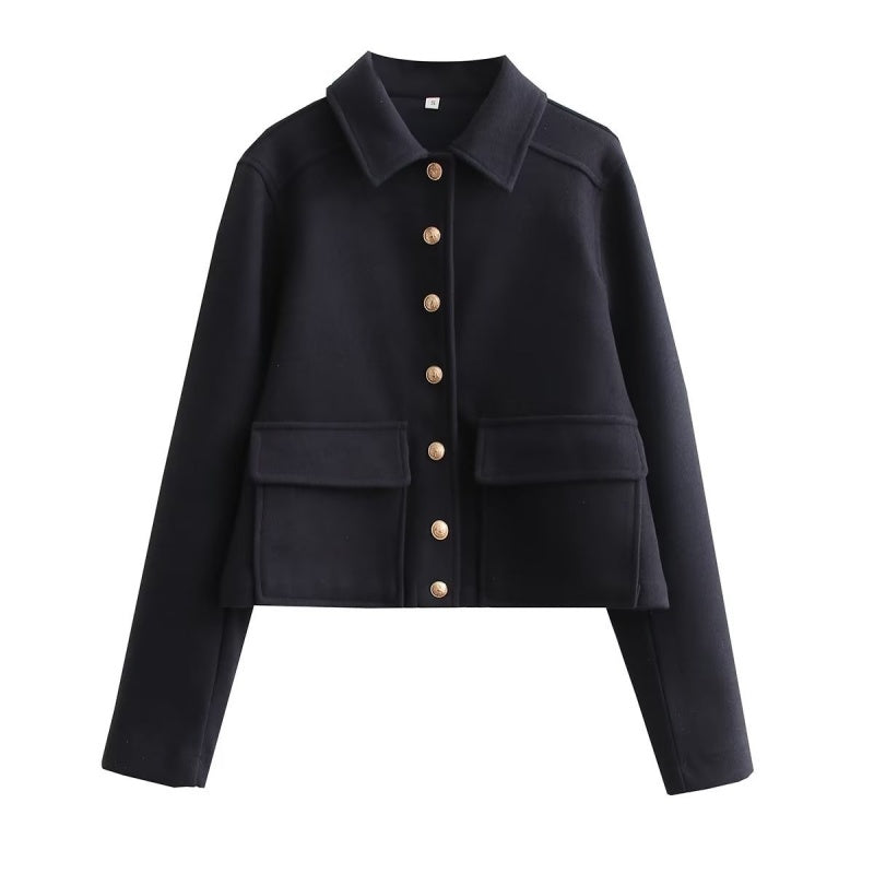 Collared Coat with Large Pockets
