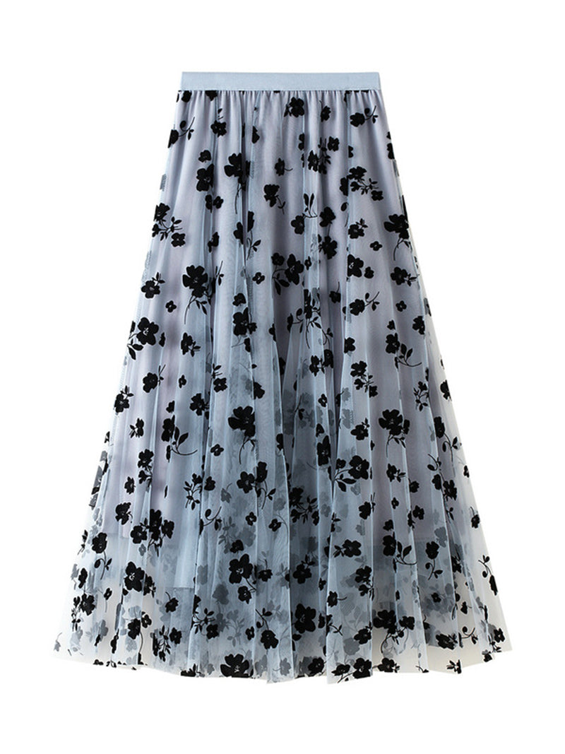 Floral Print Pleated Skirt