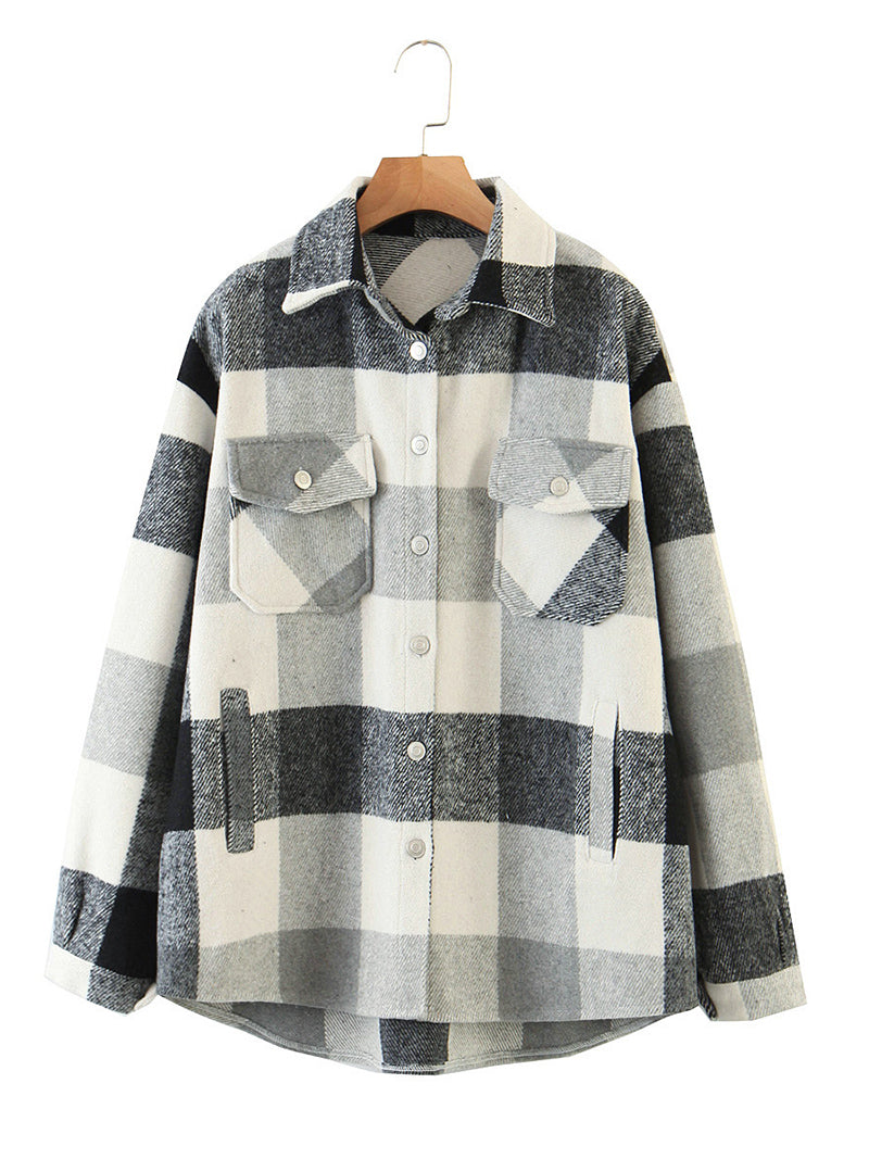 Casual Plaid Shirt Jacket