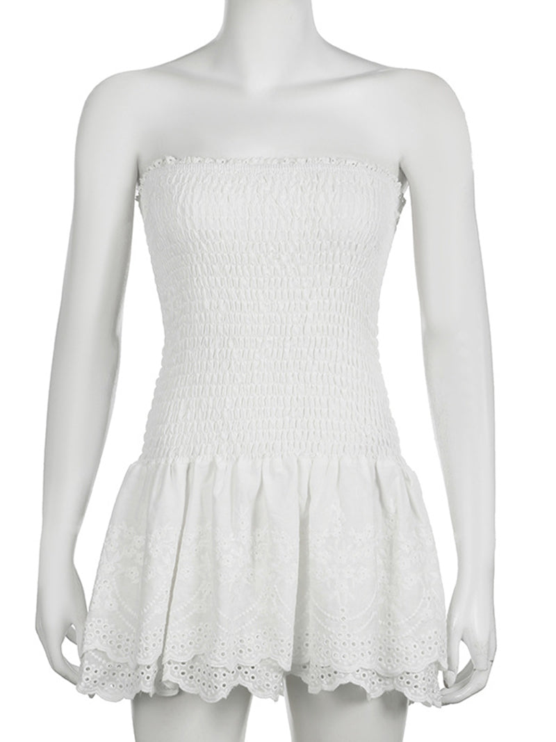 Smocked Strapless Mini Dress