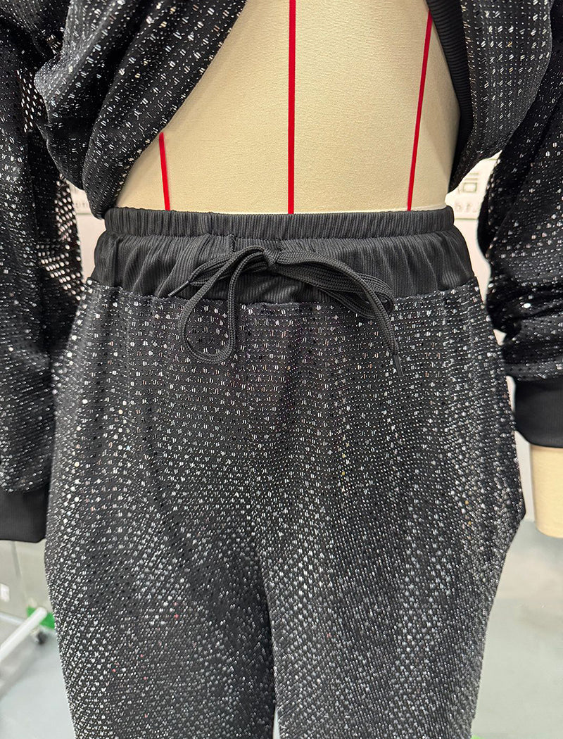 Starry Long-Sleeve Top and Drawstring Wide-Leg Pants Set