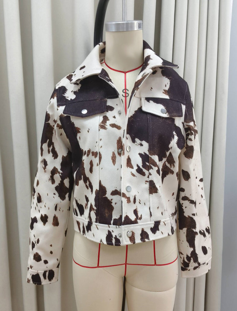 Collared Casual Printed Shirt Jacket