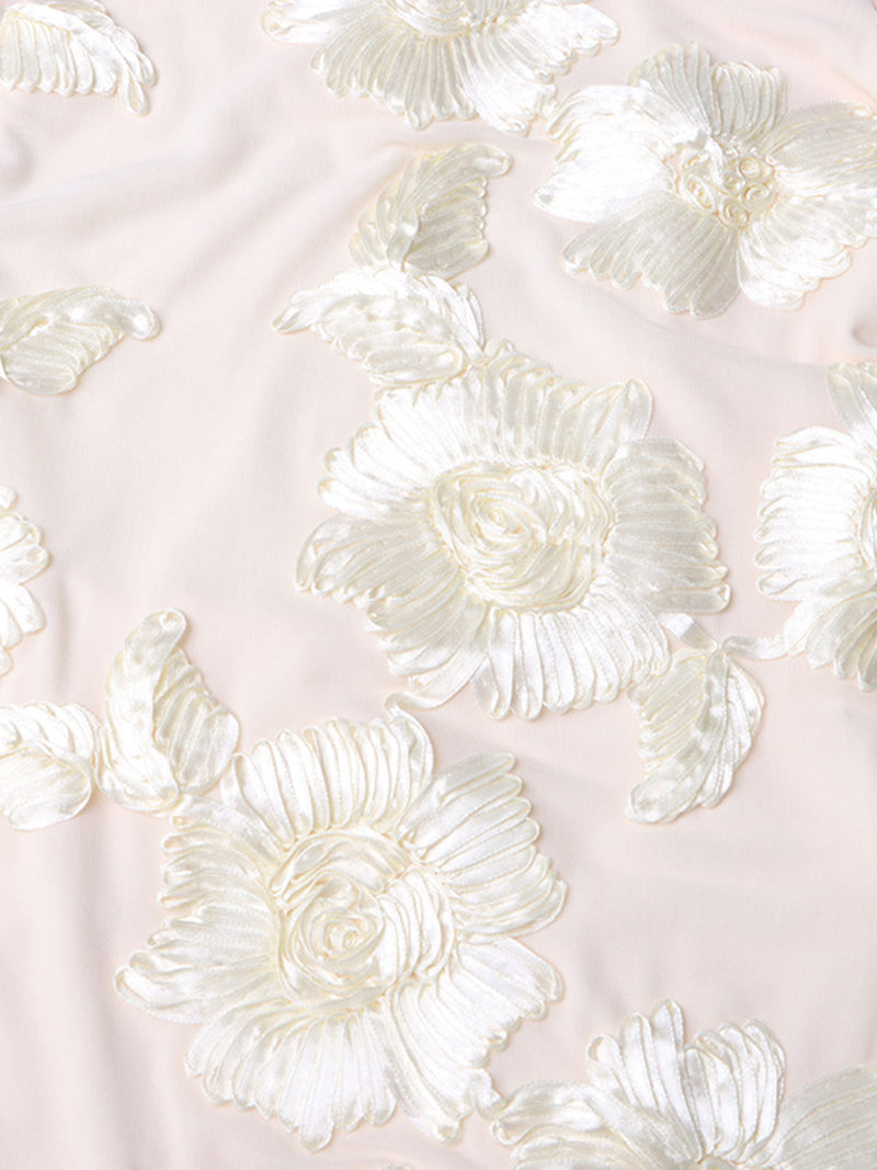 Floral Embellishment Smocked Mini Dress