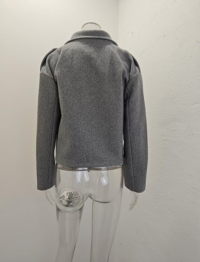 Boxy Wool-Blend Cropped Coat