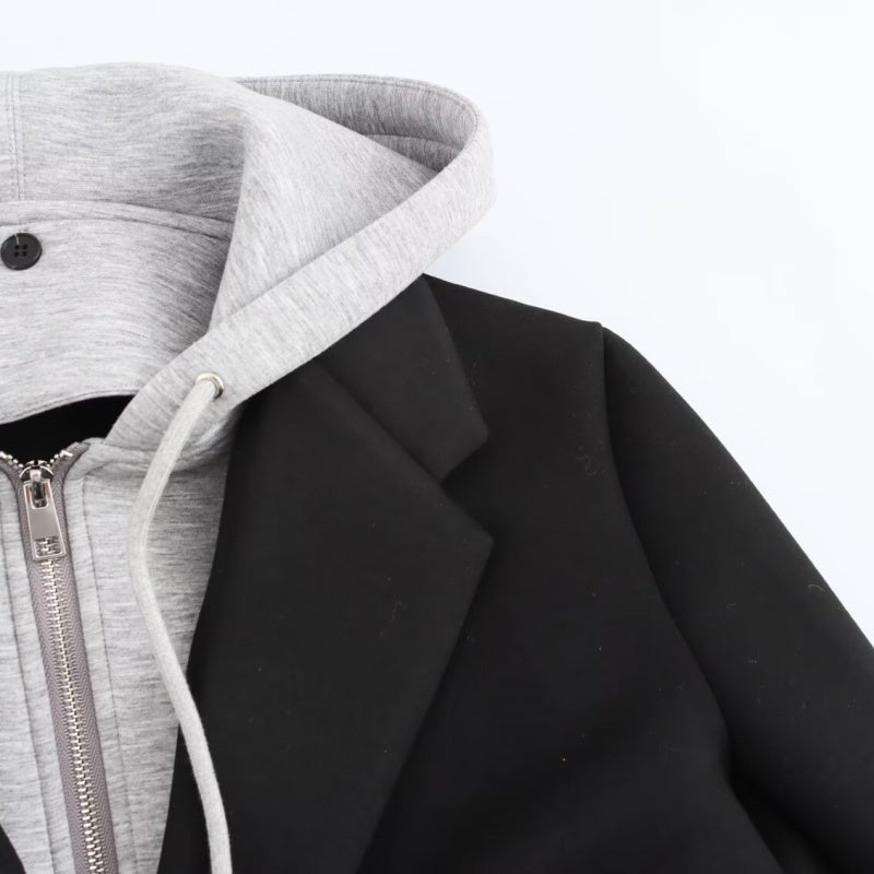 Layered Hoodie Longline Coat
