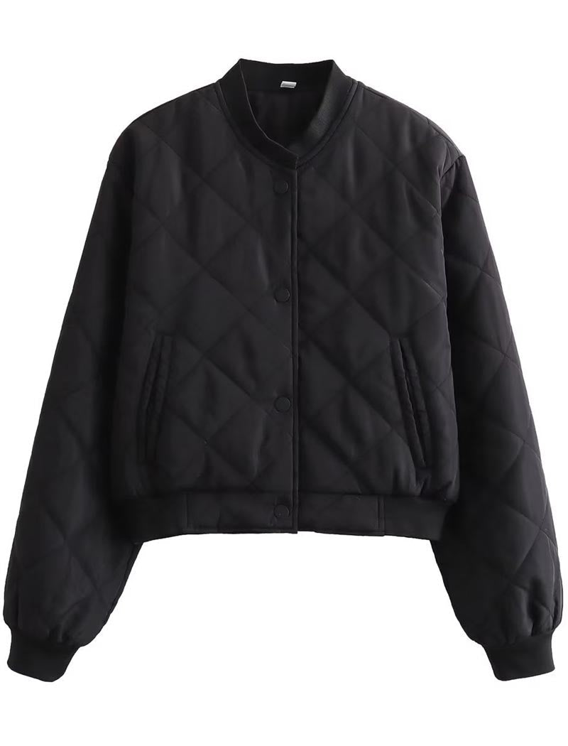 Quilted Cropped Bomber Jacket