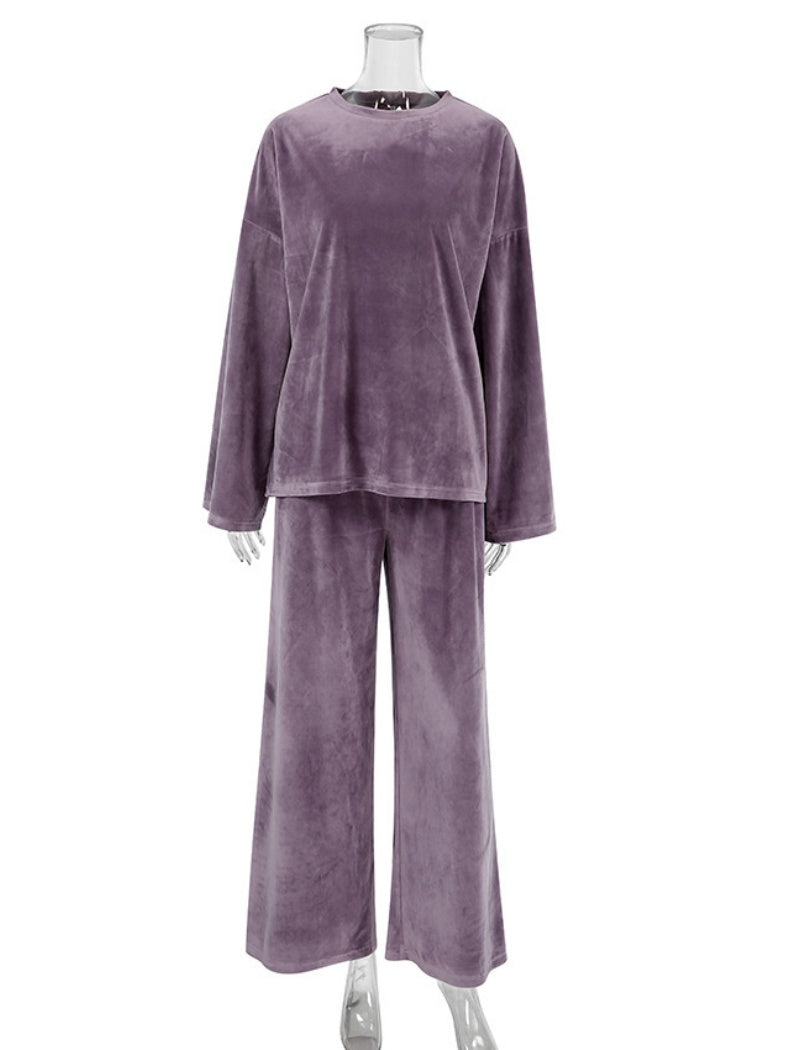 Velvety Lounge Set with Oversized Top