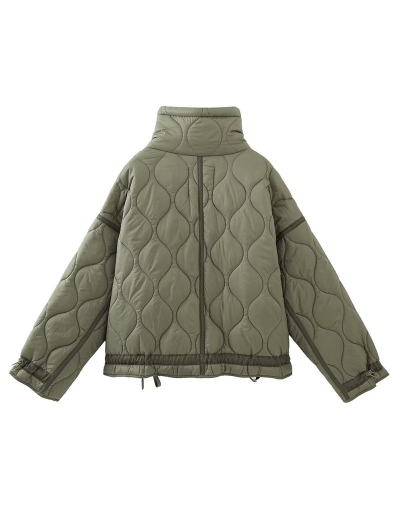 Quilted High-Collar Oversized Jacket