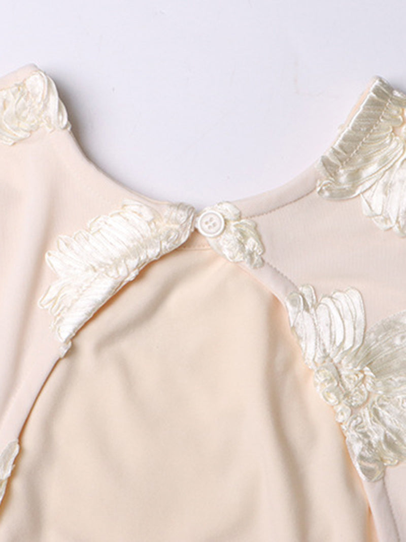 Floral Embellishment Smocked Mini Dress