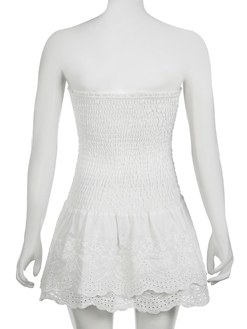 Smocked Strapless Mini Dress