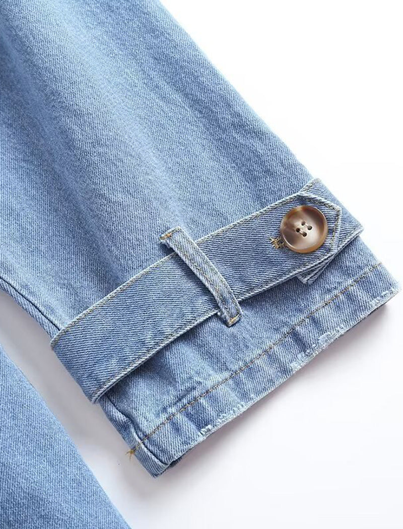 Double-Breasted Denim Trench Coat