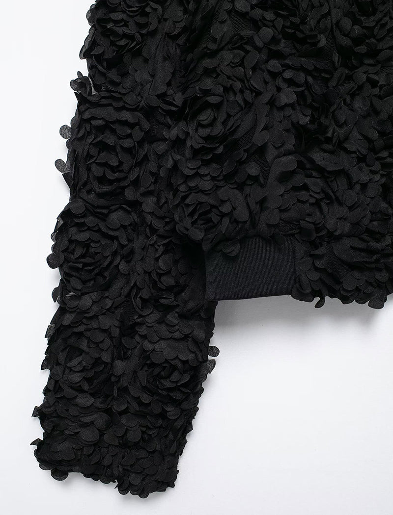 Textured Floral Bomber Jacket