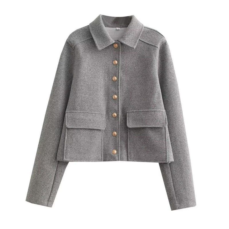 Collared Coat with Large Pockets
