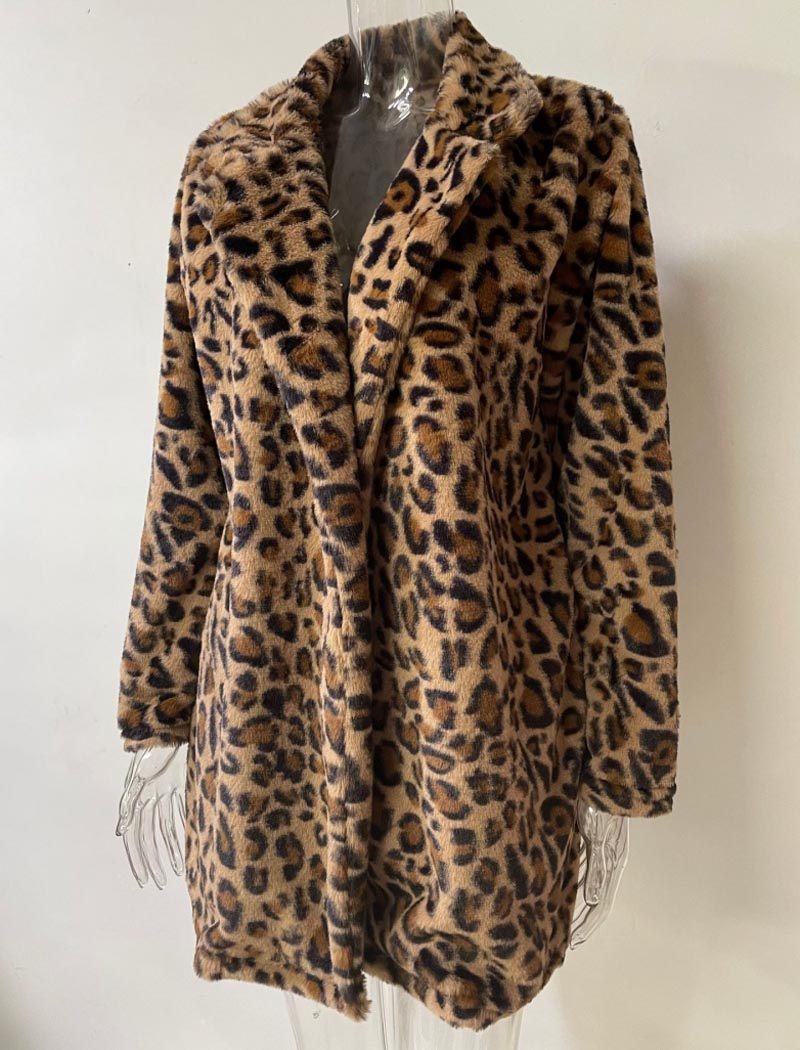 Leopard Print Faux Fur Coat