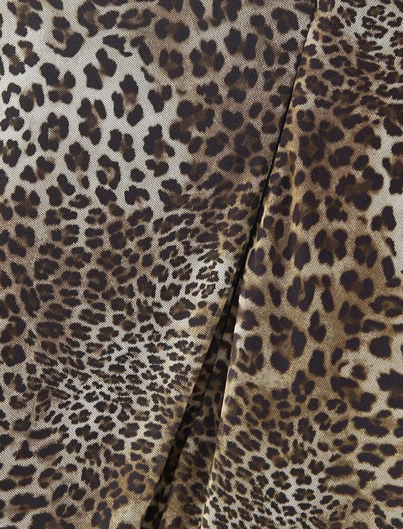 Long-Sleeve Leopard Print Bodycon Dress