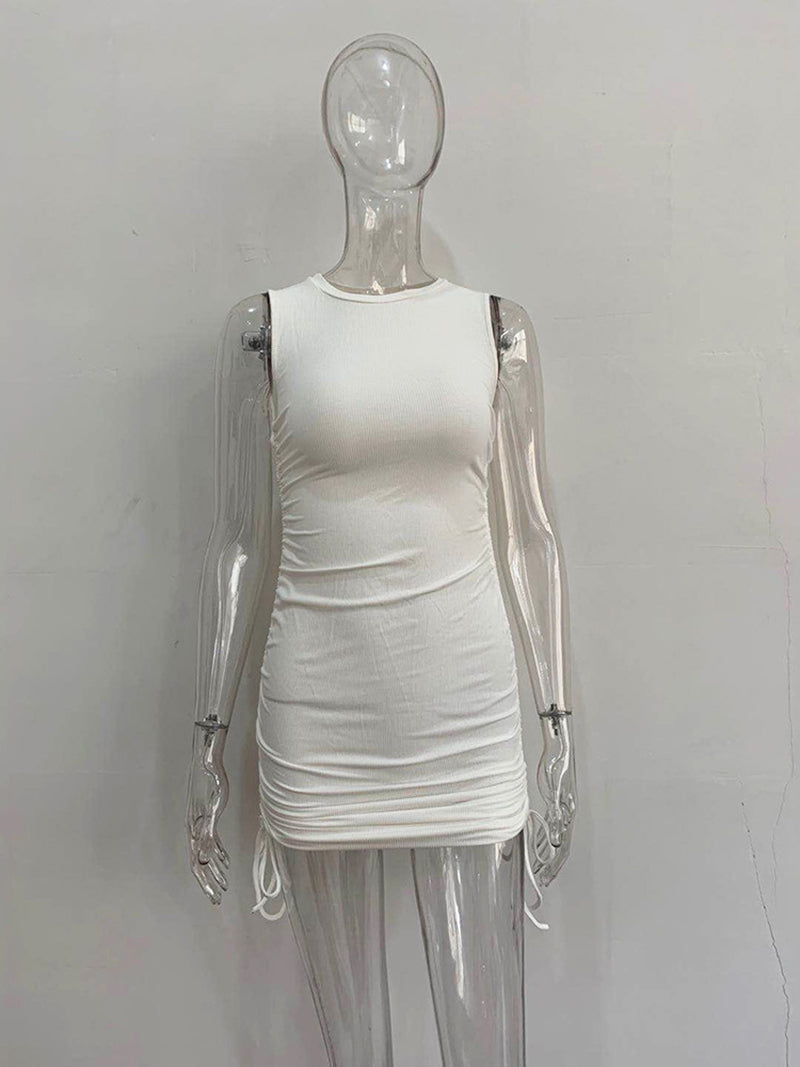 Drawstring Ruched Bodycon Mini Dress