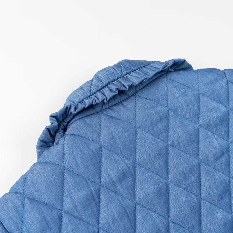 Ruffle Collar Quilted Jacket