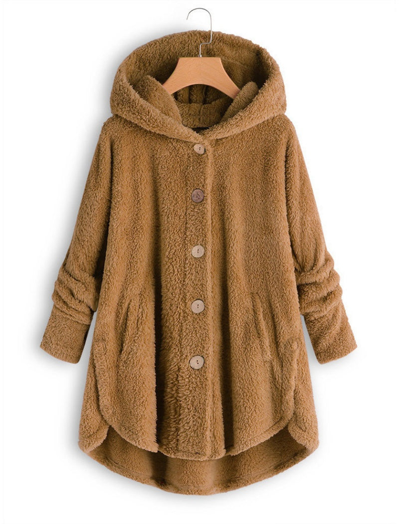 Button-Up Cozy Hooded Jacket