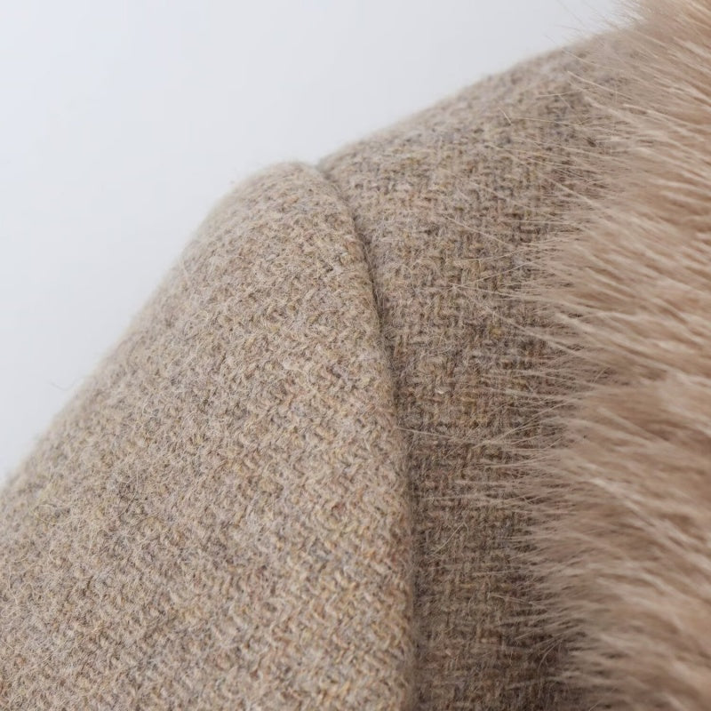 Longline Coat with Faux Fur Collar