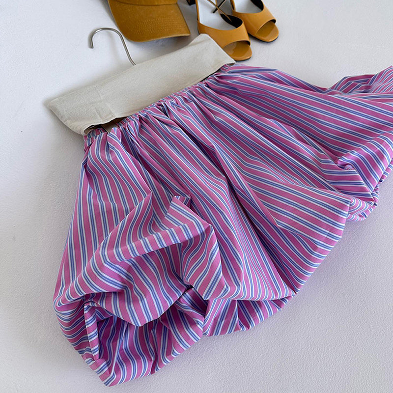 Striped Bubble Hem Mini Skirt