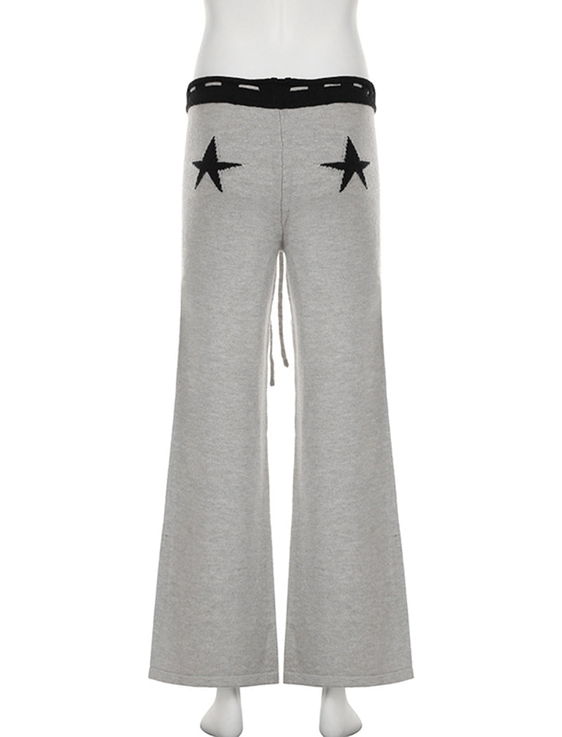 Drawstring Knit Flare Pants
