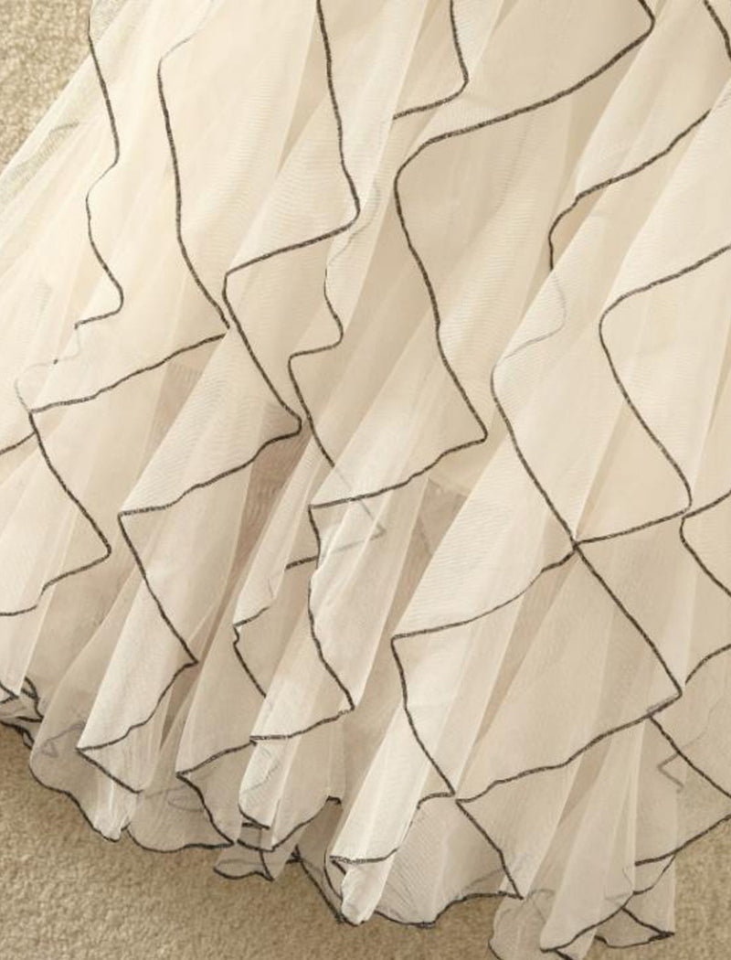 Mesh Midi Skirt with Wavy Patterns