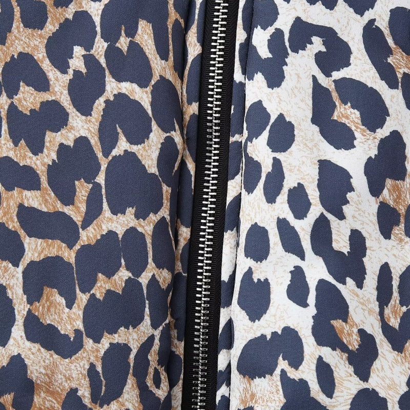 Leopard Print Zip-Up Puffer Jacket
