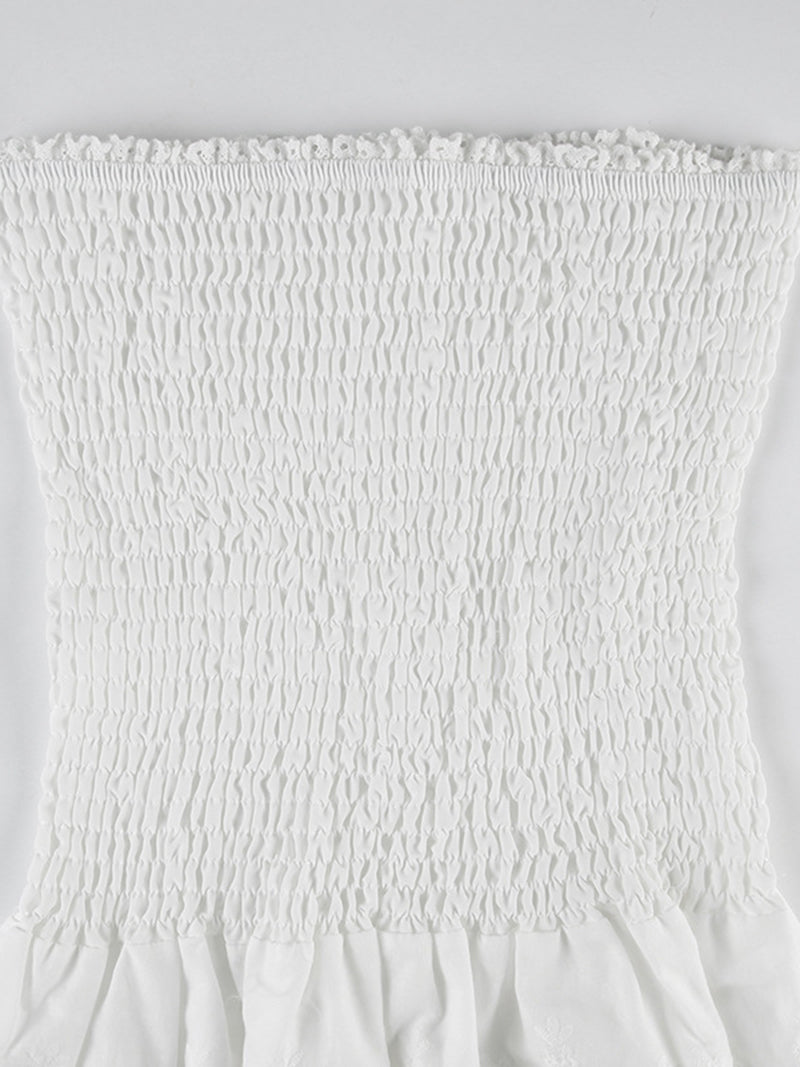 Smocked Strapless Mini Dress