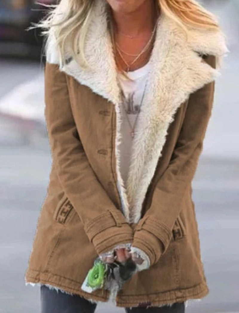 Fleece Lined Button-Up Coat