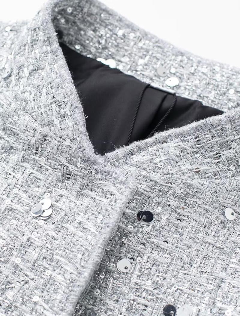 Embellished Sequin Bomber Jacket