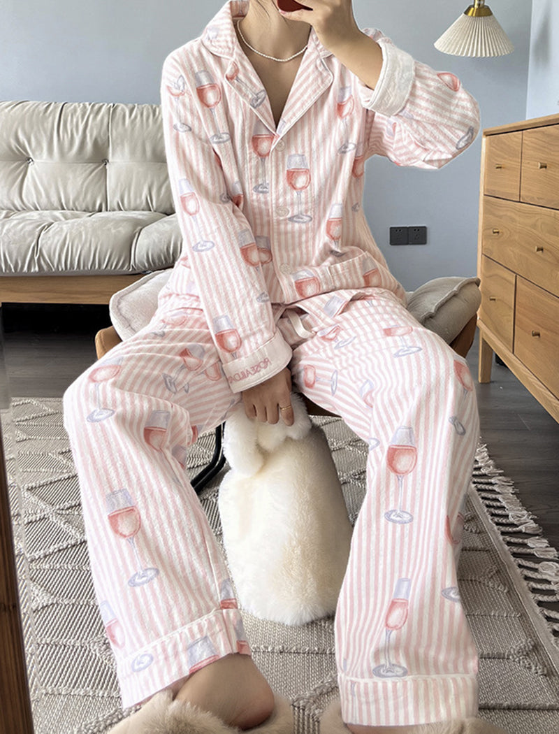 Printed Long Sleeve Pants Pajama Set