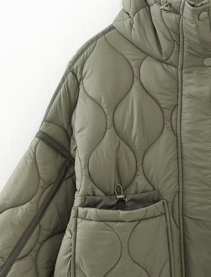 Quilted High-Collar Oversized Jacket