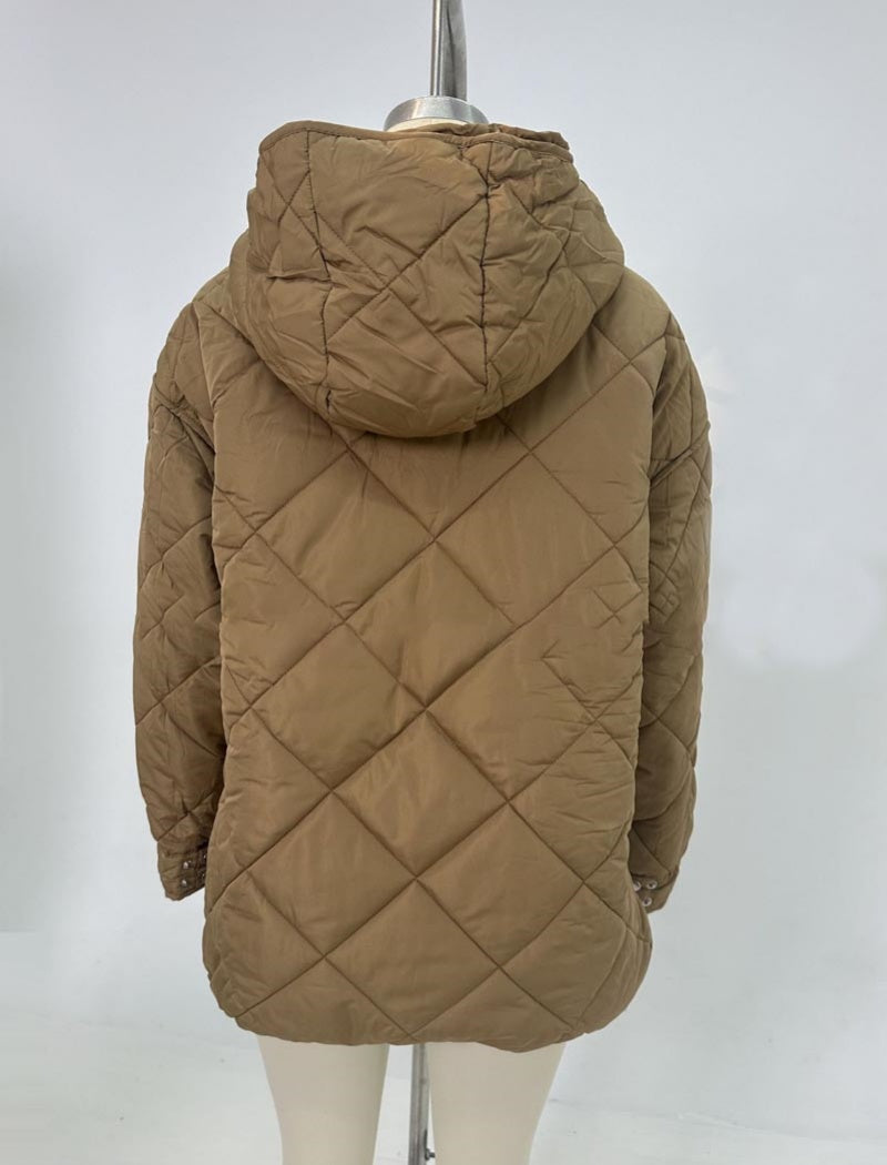 Diamond Plaid Pocketed Split Coat