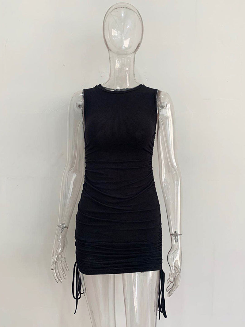 Drawstring Ruched Bodycon Mini Dress