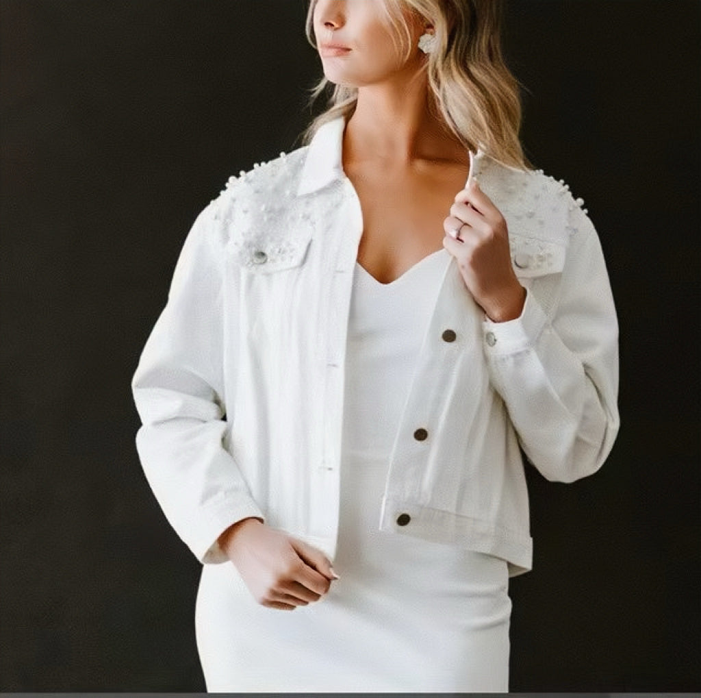 Pearl Embellished Denim Jacket