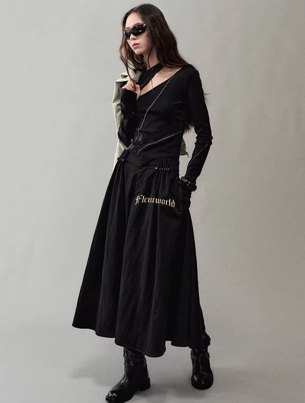 Hand-Beaded A-Line Skirt